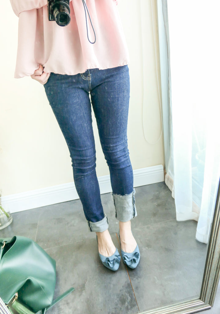 Elastic folded end jeans/ PT8077