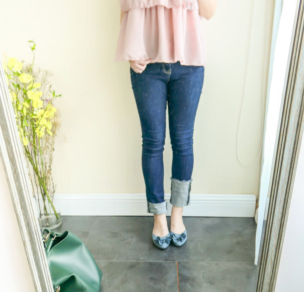 Elastic folded end jeans/ PT8077