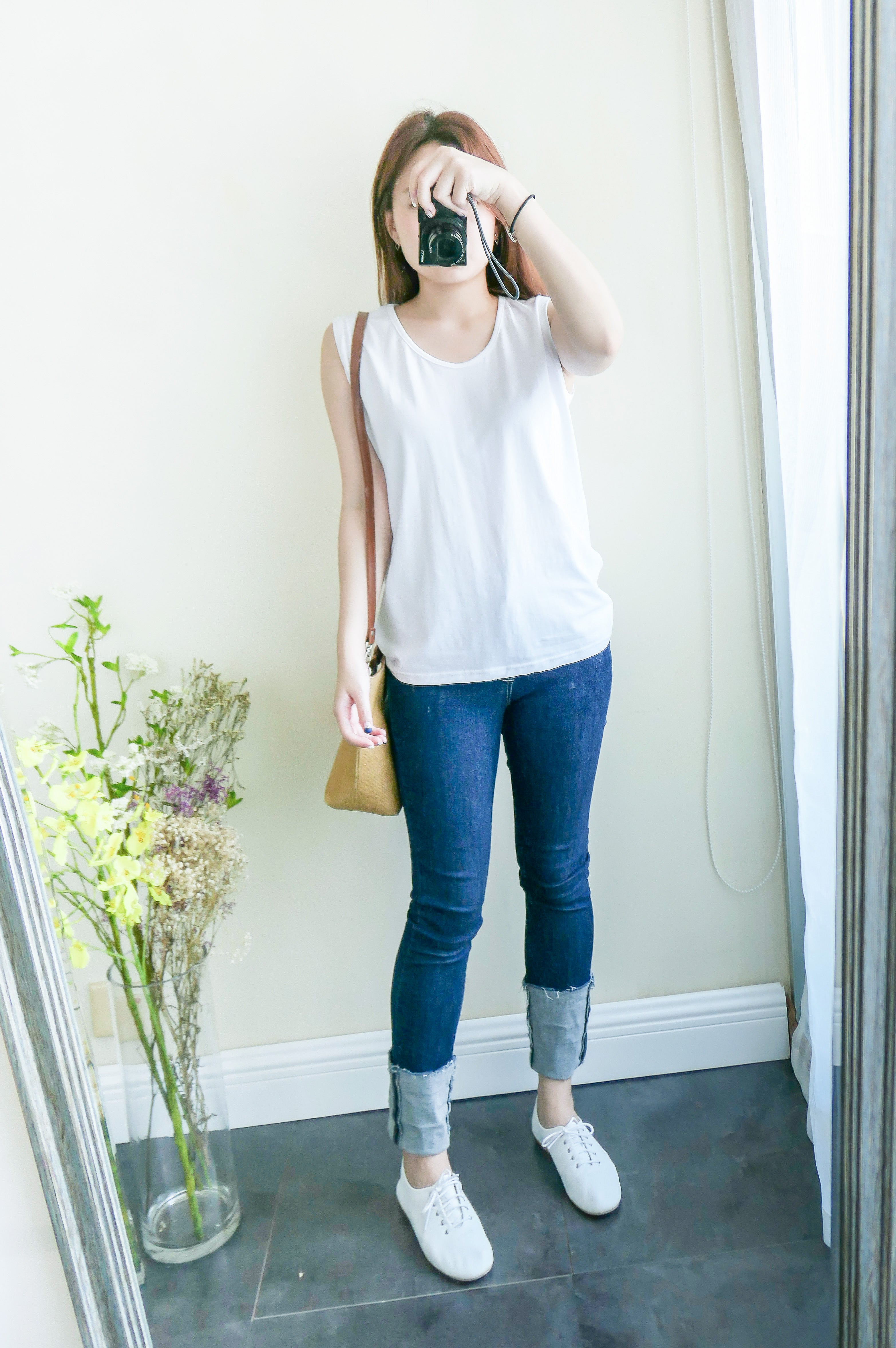Elastic folded end jeans/ PT8077