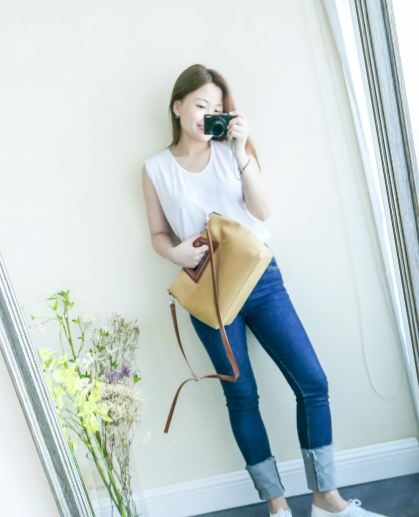 Elastic folded end jeans/ PT8077