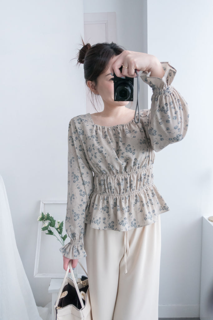Branches 顯瘦氣質水彩花枝雙橡筋修腰, Blouse/ BU8612