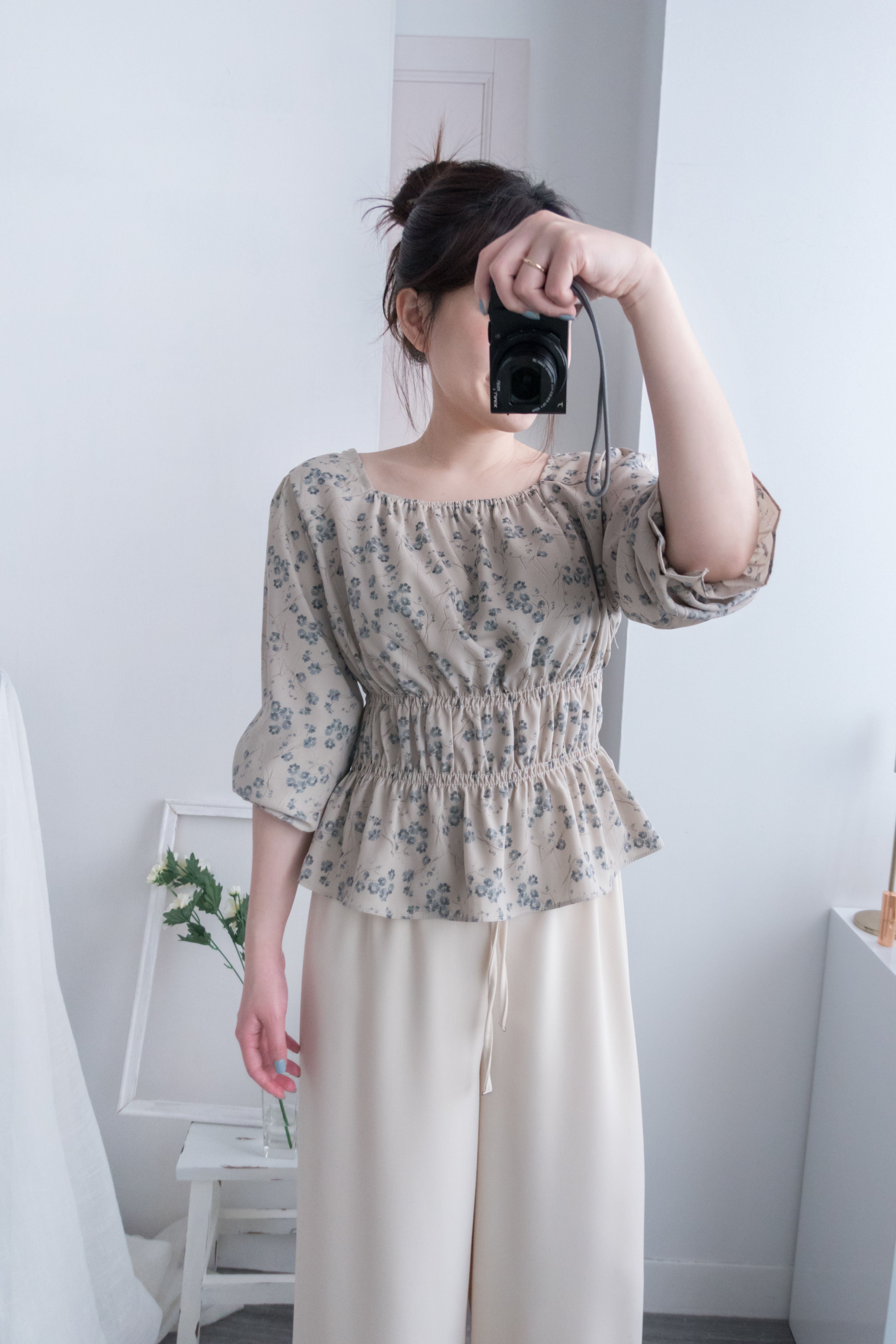 Branches 顯瘦氣質水彩花枝雙橡筋修腰, Blouse/ BU8612