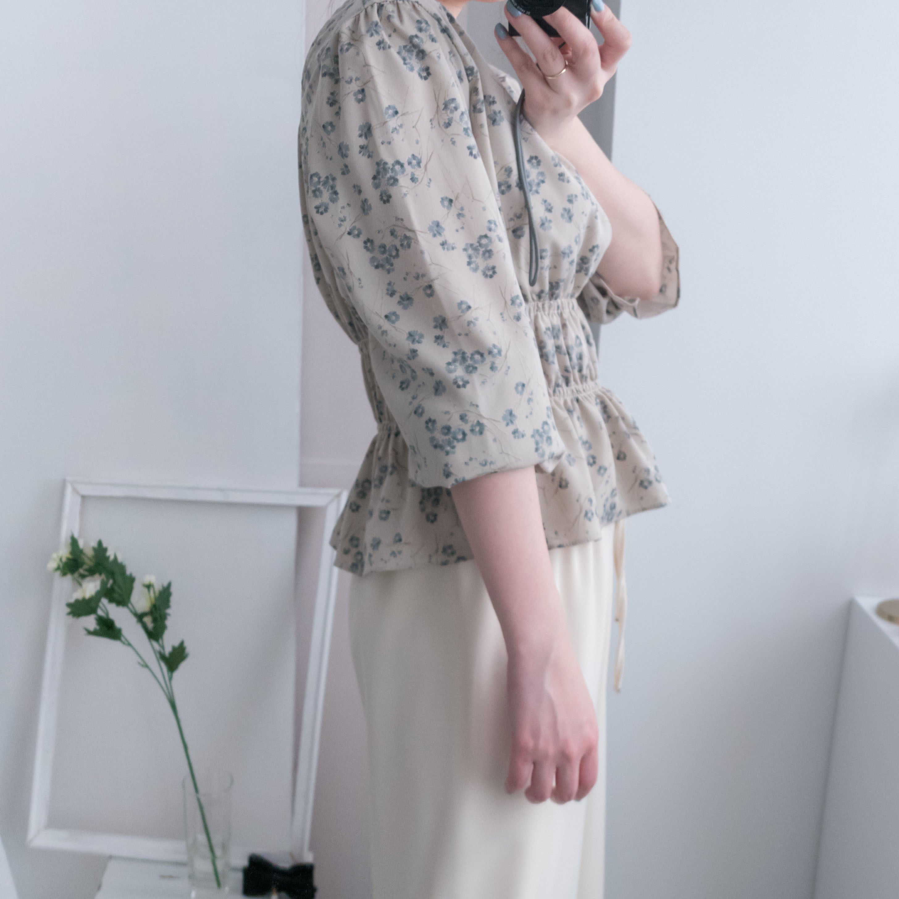Branches 顯瘦氣質水彩花枝雙橡筋修腰, Blouse/ BU8612