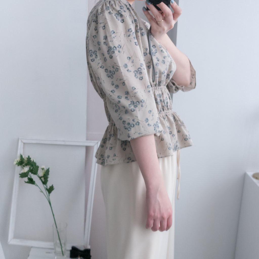 Branches 顯瘦氣質水彩花枝雙橡筋修腰, Blouse/ BU8612