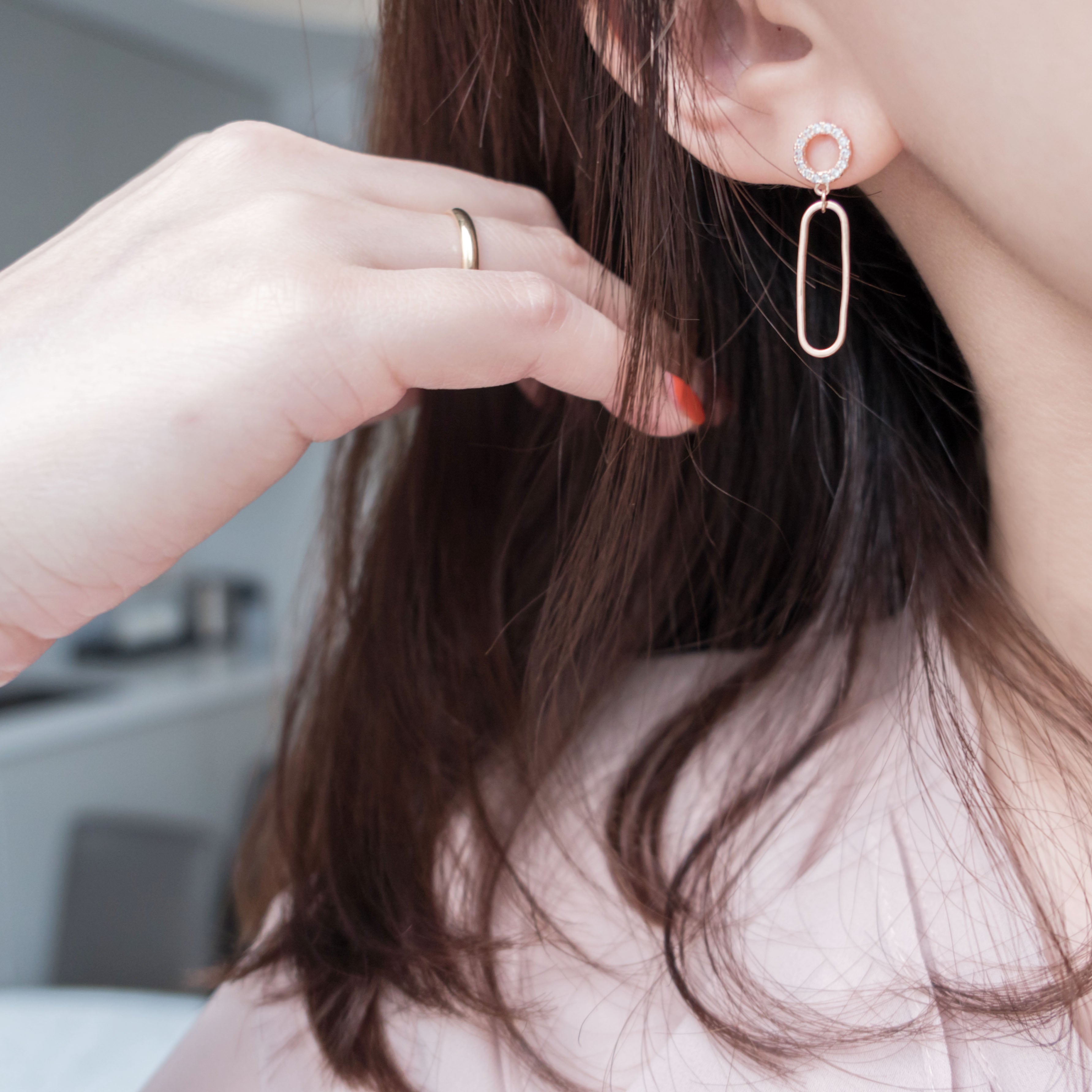 925 Crystal Oval Drop, Earrings (posts/ clips) /ER8292