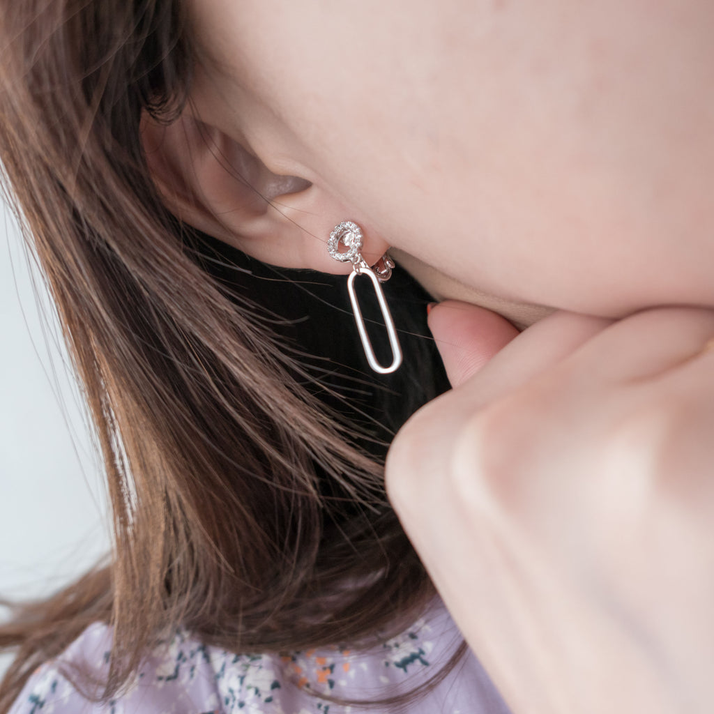 925 Crystal Oval Drop, Earrings (posts/ clips) /ER8292