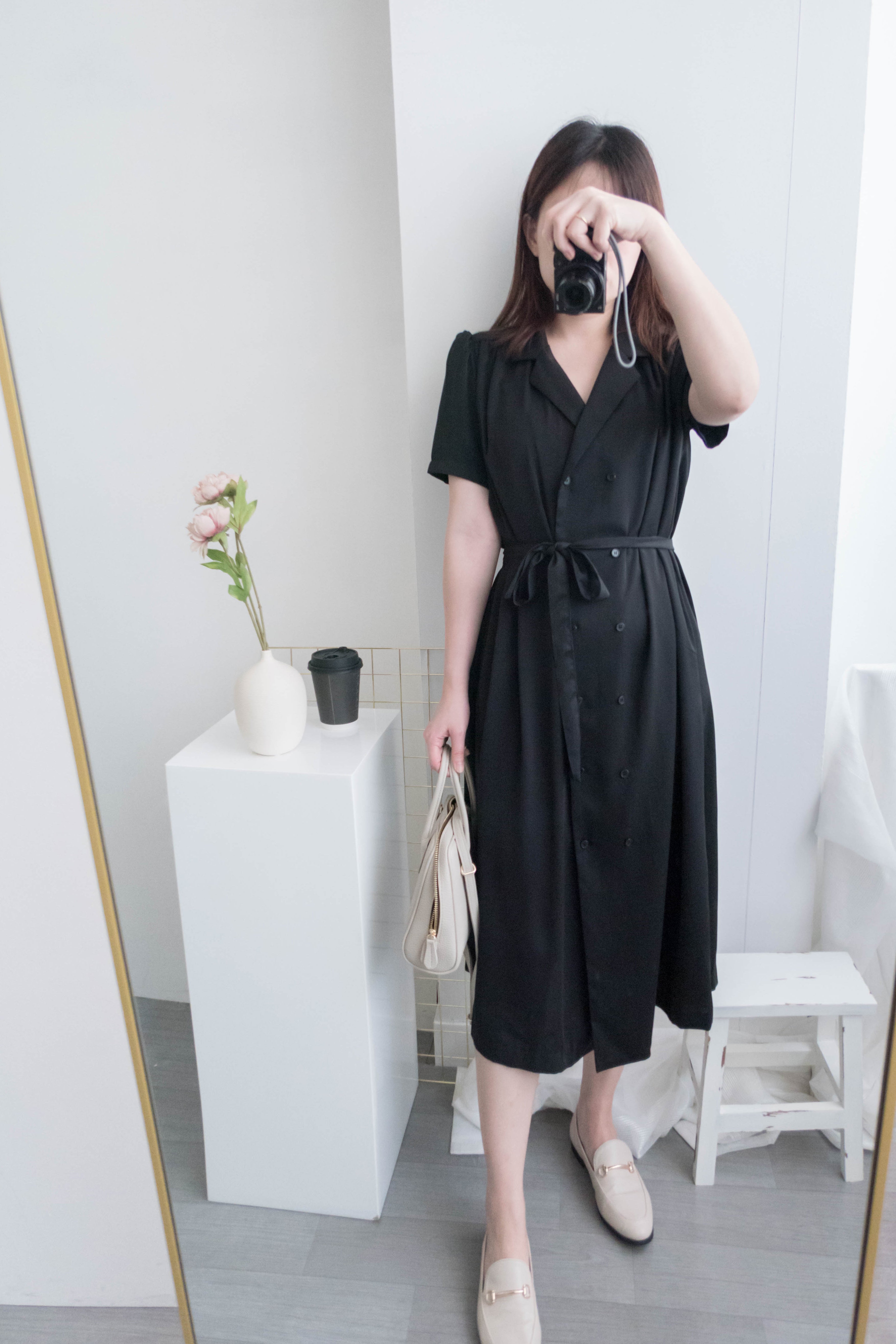 Simple Elegant 舒適質感優雅小細領雙排鈕顯瘦, Dress/ DS8844