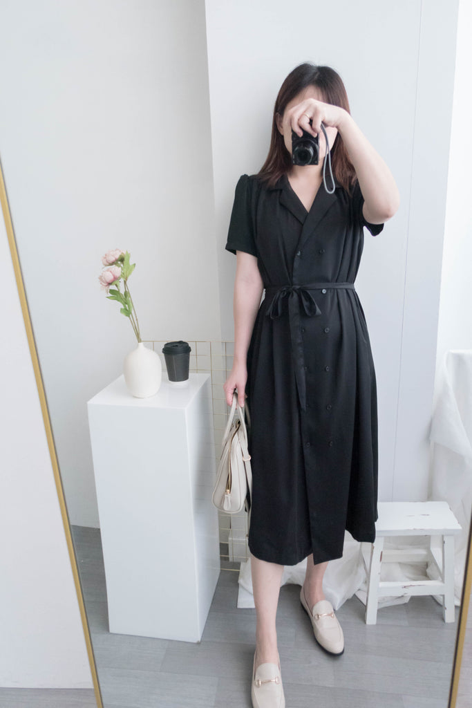Simple Elegant 舒適質感優雅小細領雙排鈕顯瘦, Dress/ DS8844