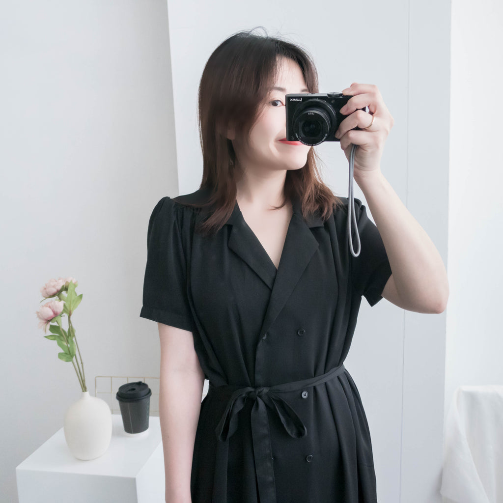 Simple Elegant 舒適質感優雅小細領雙排鈕顯瘦, Dress/ DS8844