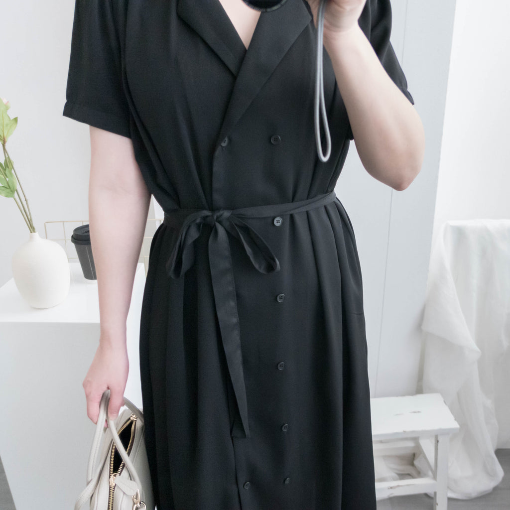 Simple Elegant 舒適質感優雅小細領雙排鈕顯瘦, Dress/ DS8844