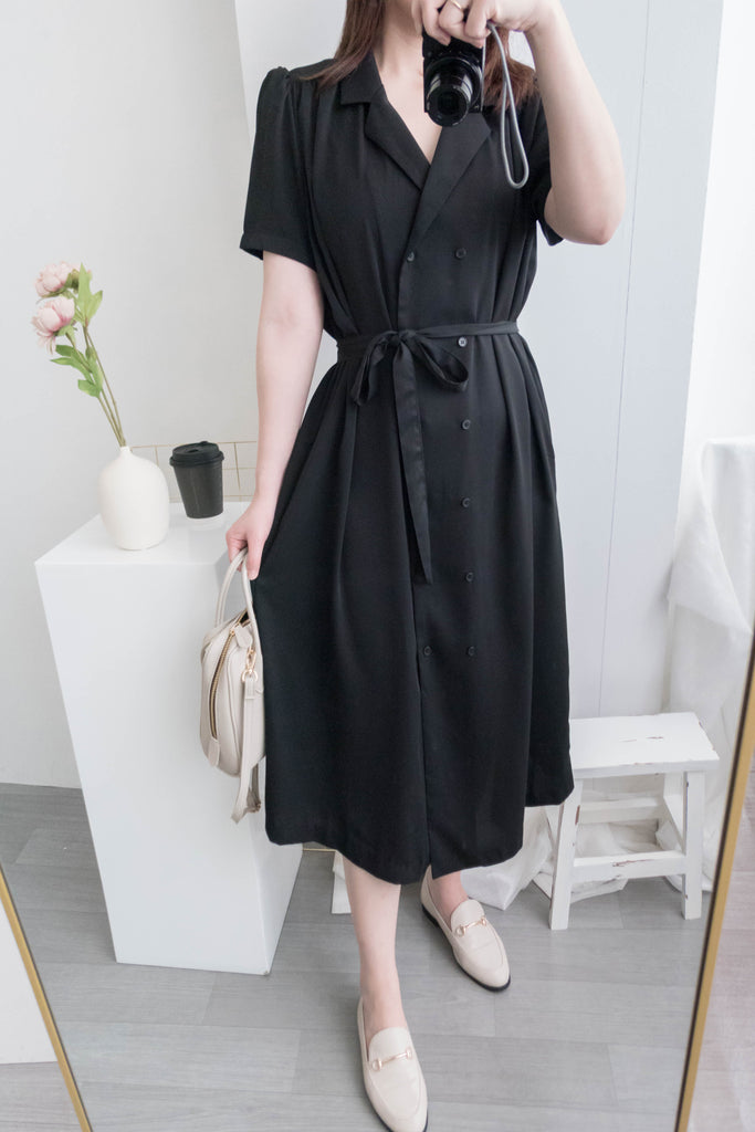 Simple Elegant 舒適質感優雅小細領雙排鈕顯瘦, Dress/ DS8844