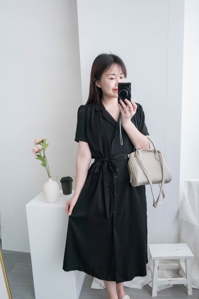 Simple Elegant 舒適質感優雅小細領雙排鈕顯瘦, Dress/ DS8844