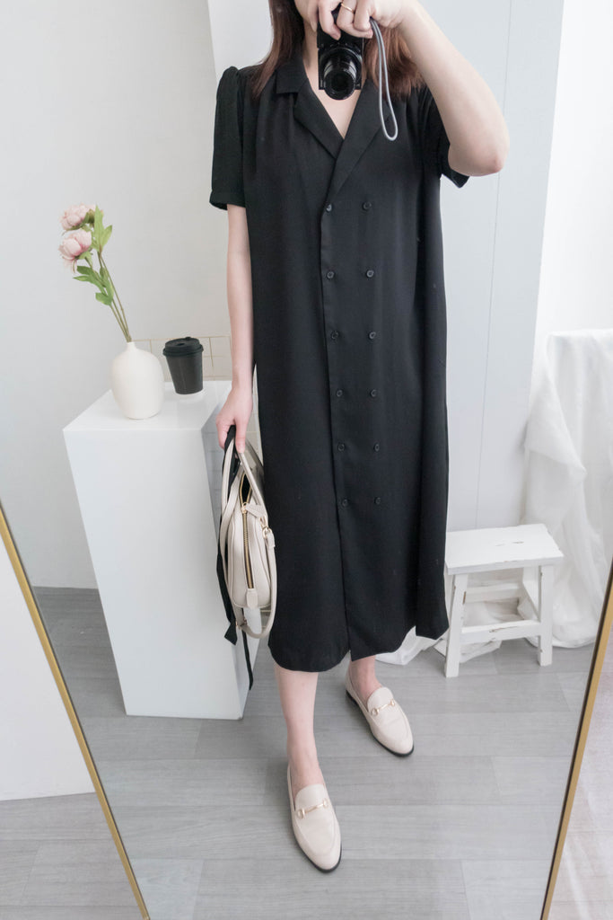 Simple Elegant 舒適質感優雅小細領雙排鈕顯瘦, Dress/ DS8844