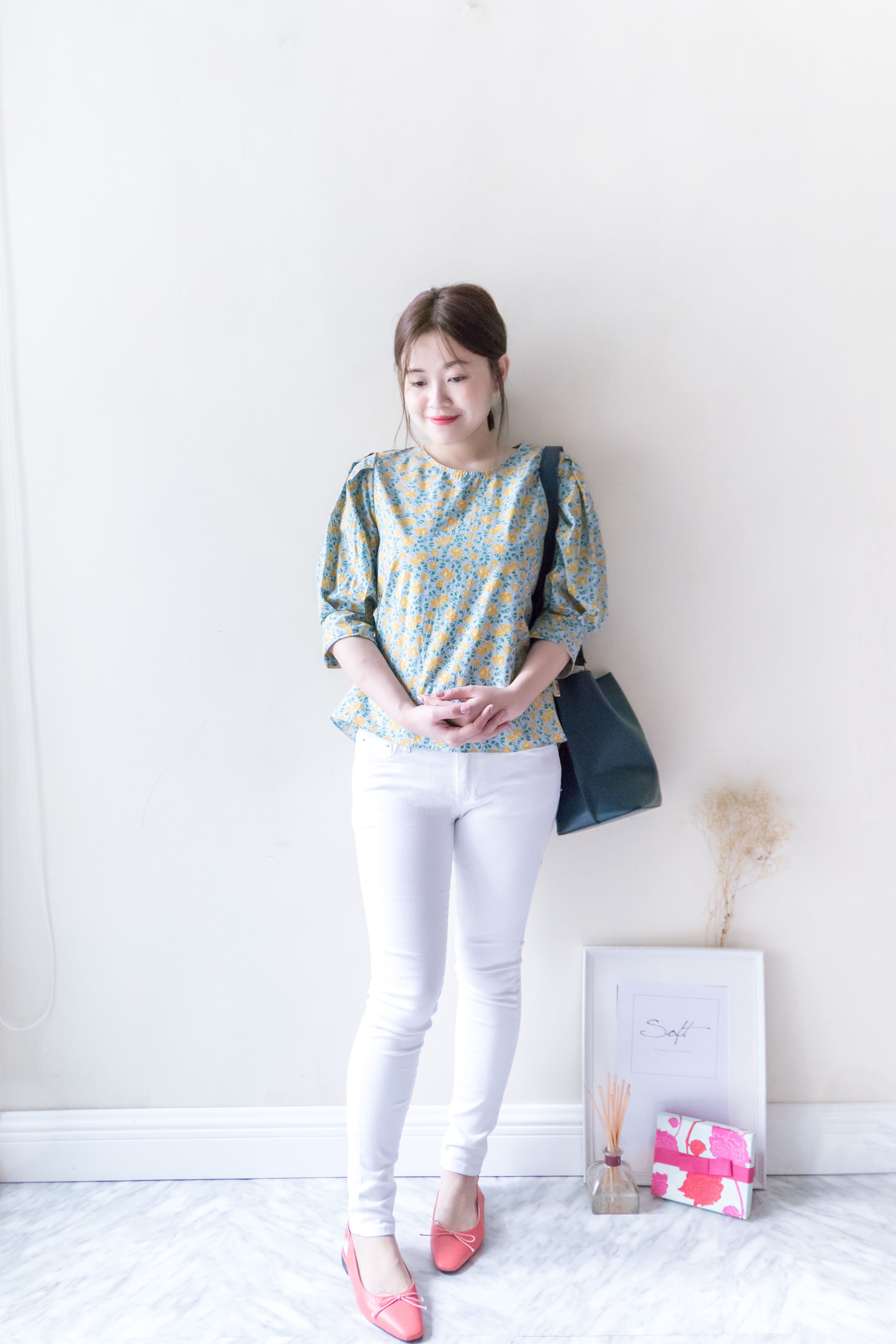 !Elastic! Just right, white pants/ PT8134