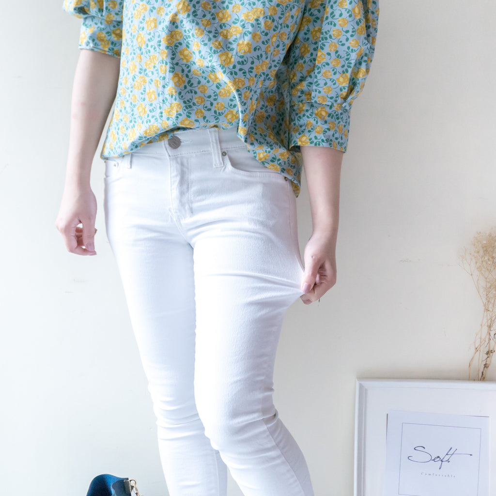 !Elastic! Just right, white pants/ PT8134