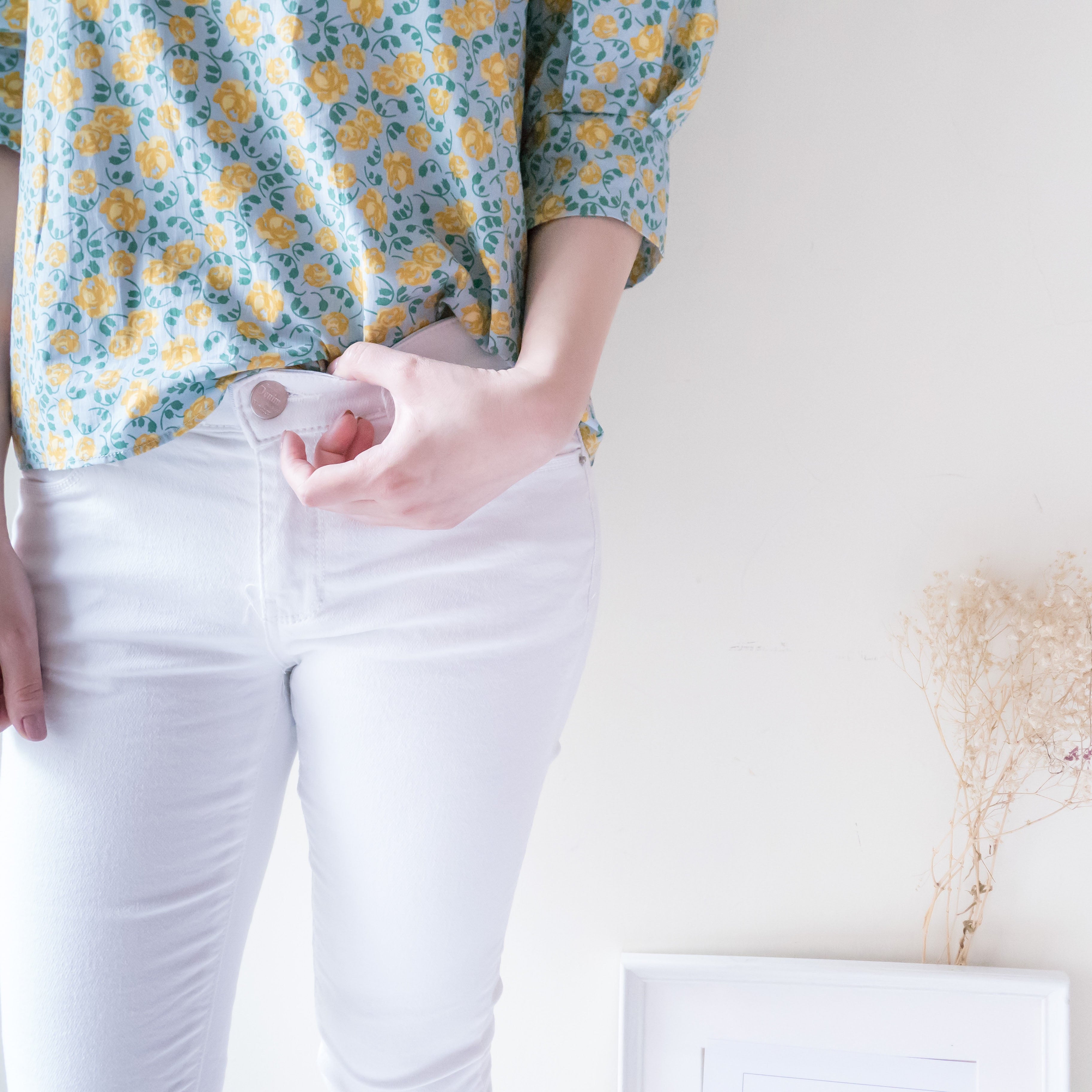 !Elastic! Just right, white pants/ PT8134