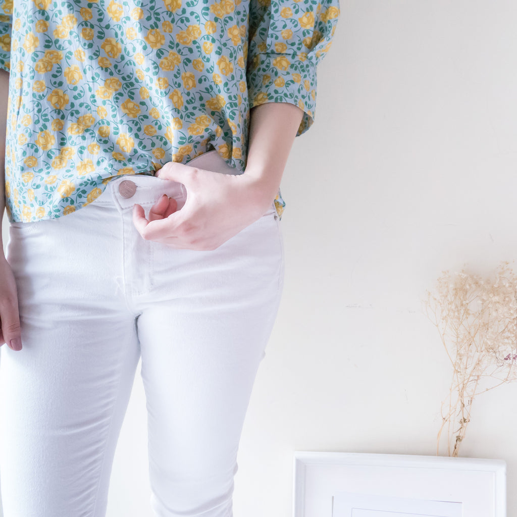 !Elastic! Just right, white pants/ PT8134