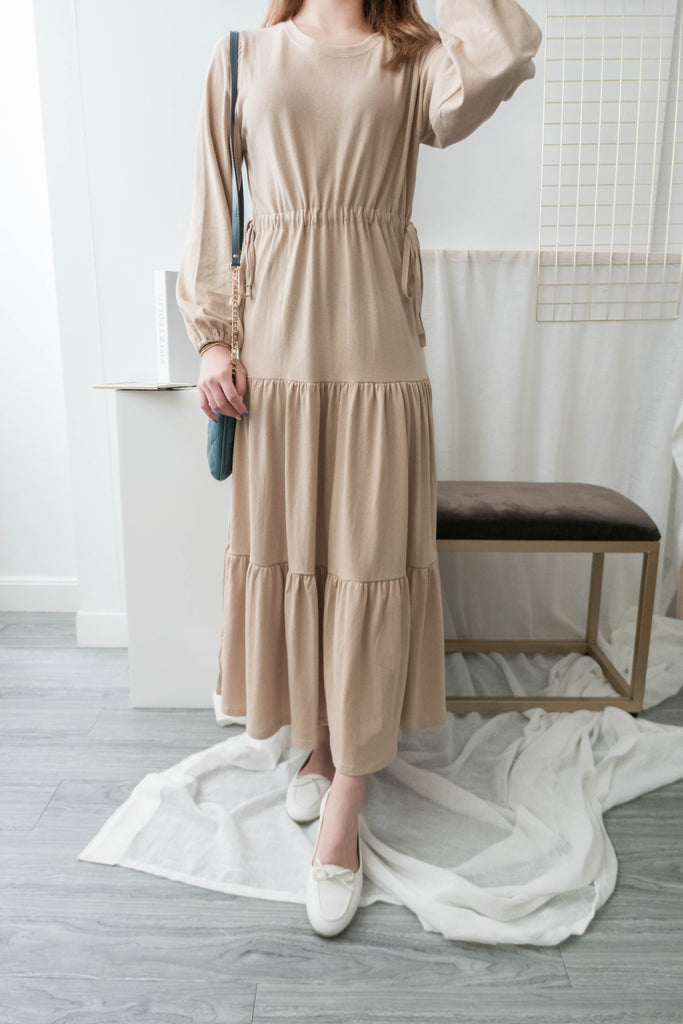 Daily Luv 隨性舒適彈性棉質層次連身裙, Dress/ DS8921