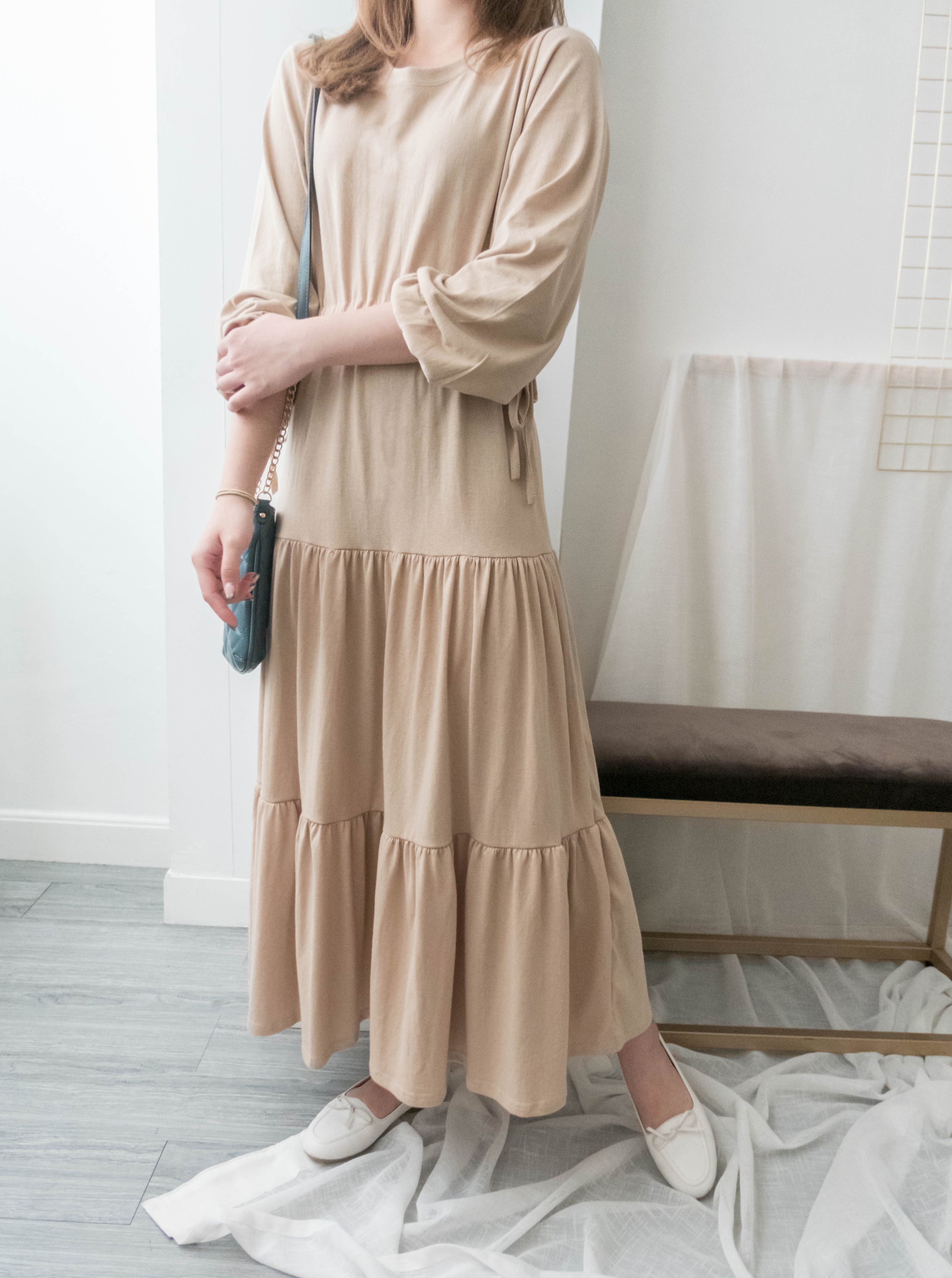 Daily Luv 隨性舒適彈性棉質層次連身裙, Dress/ DS8921