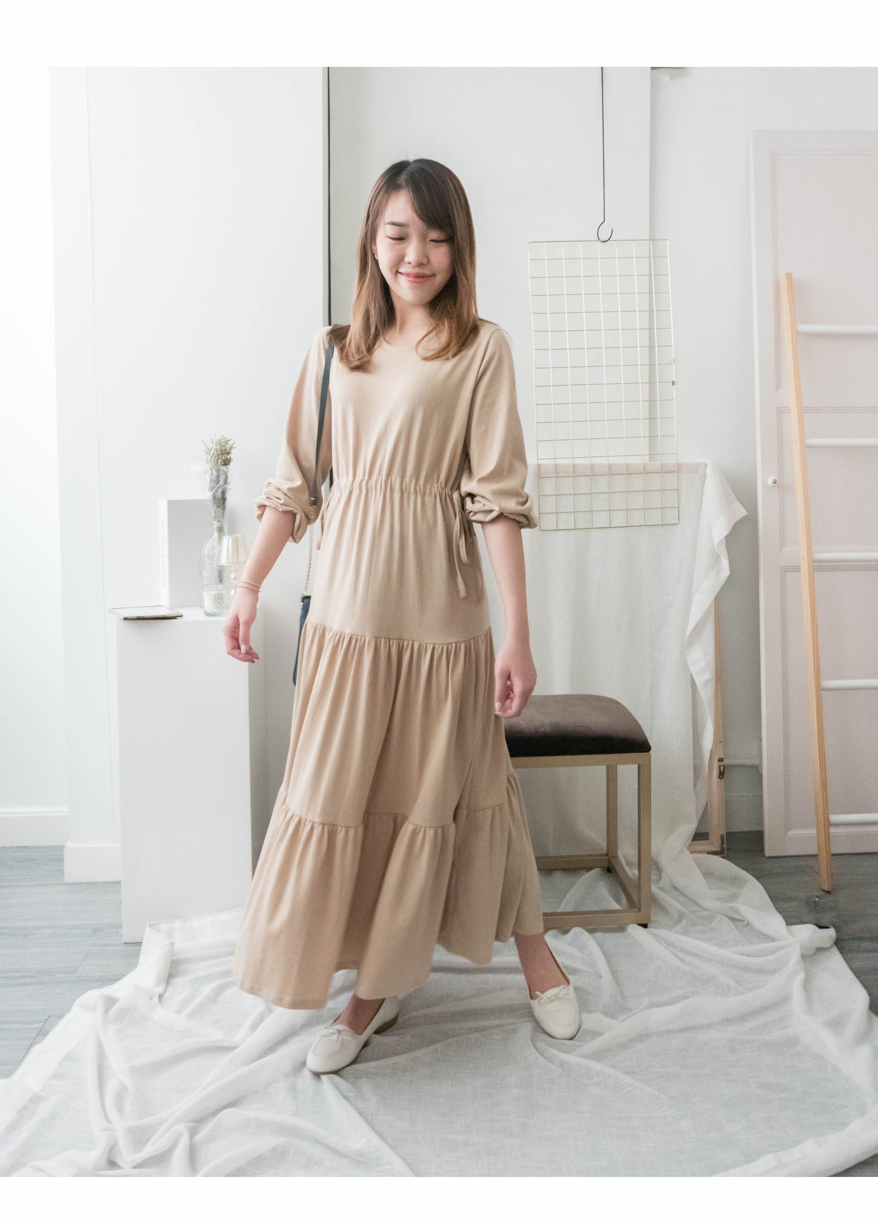 Daily Luv 隨性舒適彈性棉質層次連身裙, Dress/ DS8921