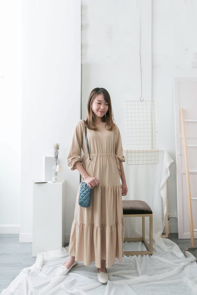 Daily Luv 隨性舒適彈性棉質層次連身裙, Dress/ DS8921