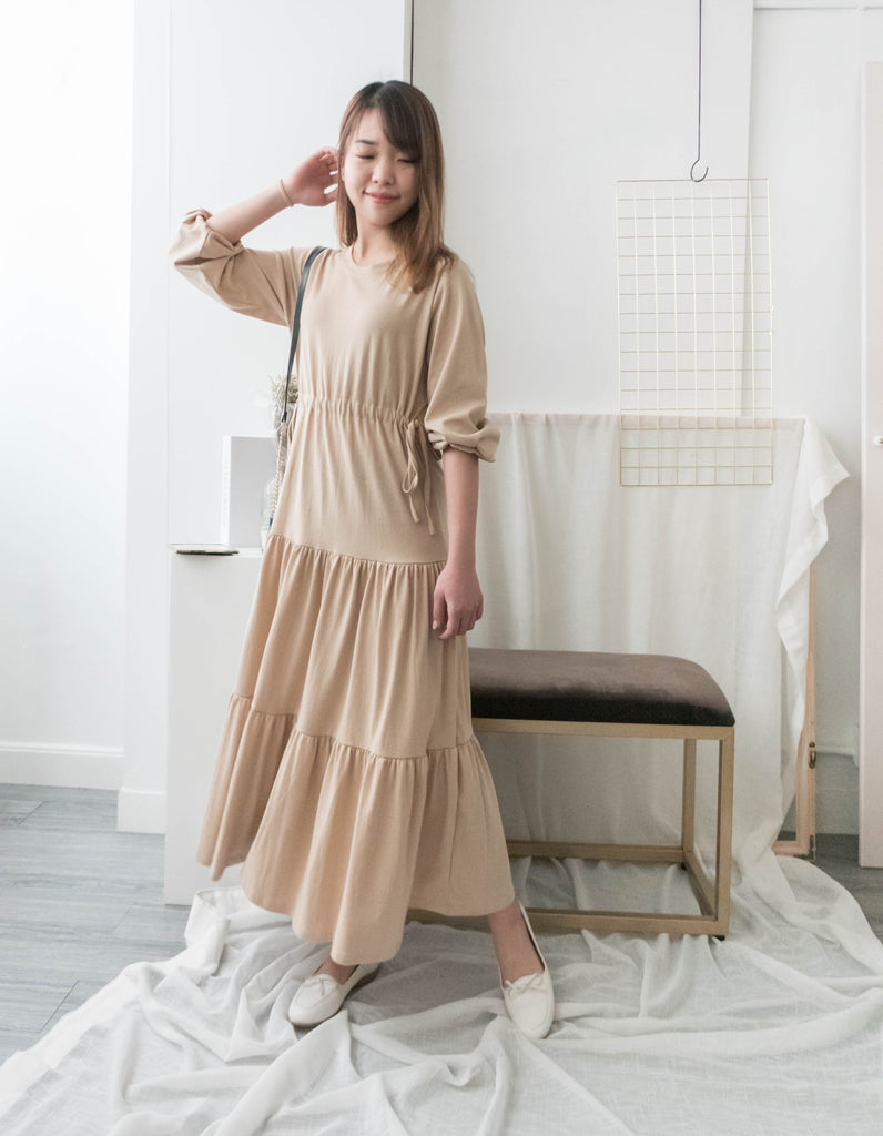 Daily Luv 隨性舒適彈性棉質層次連身裙, Dress/ DS8921