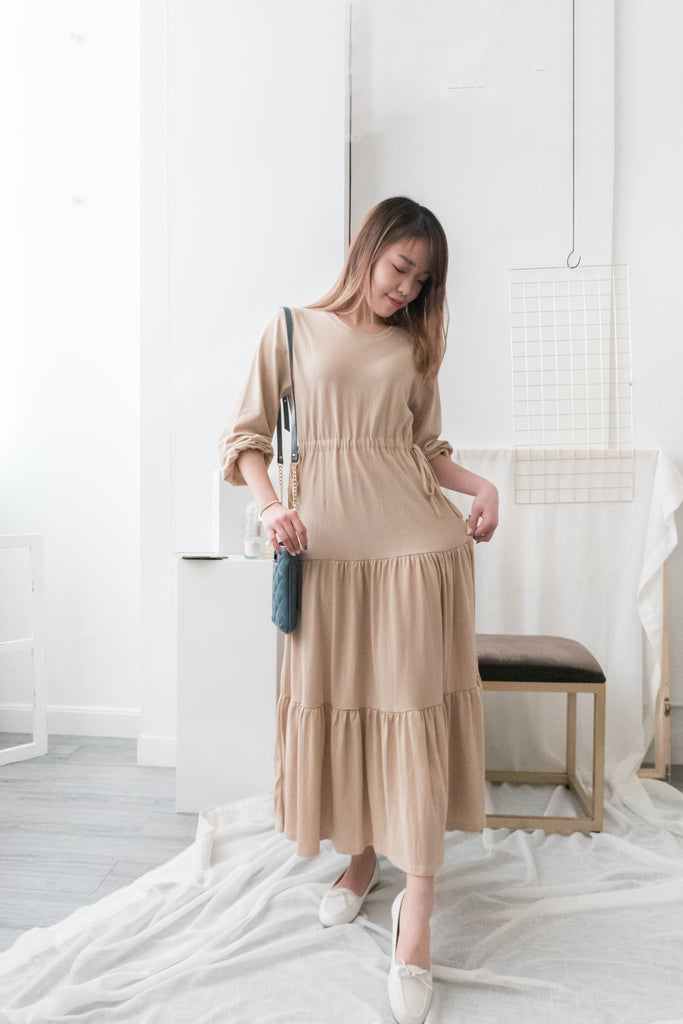 Daily Luv 隨性舒適彈性棉質層次連身裙, Dress/ DS8921
