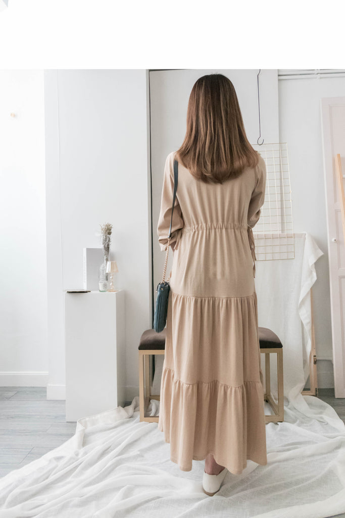 Daily Luv 隨性舒適彈性棉質層次連身裙, Dress/ DS8921