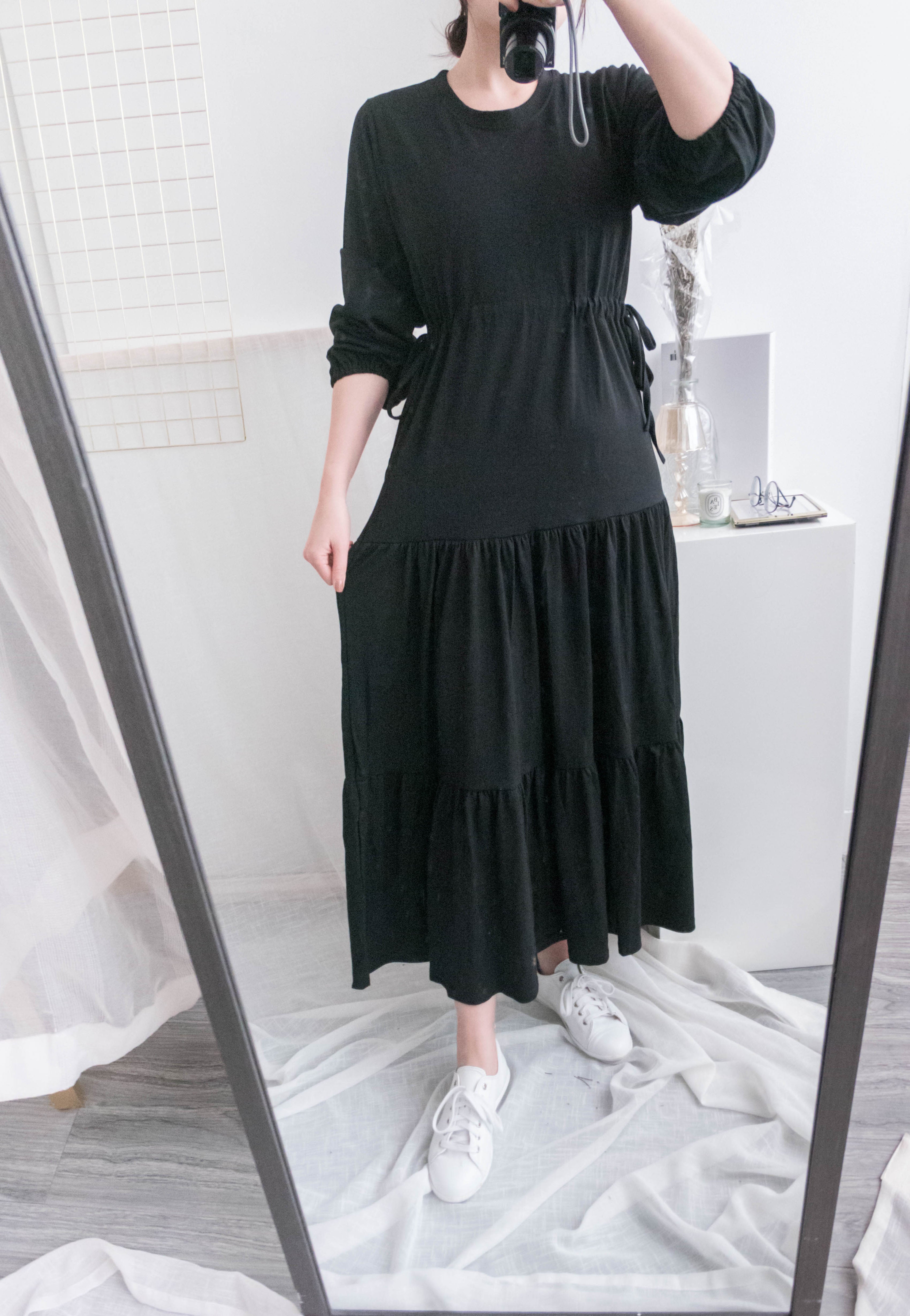 Daily Luv 隨性舒適彈性棉質層次連身裙, Dress/ DS8921