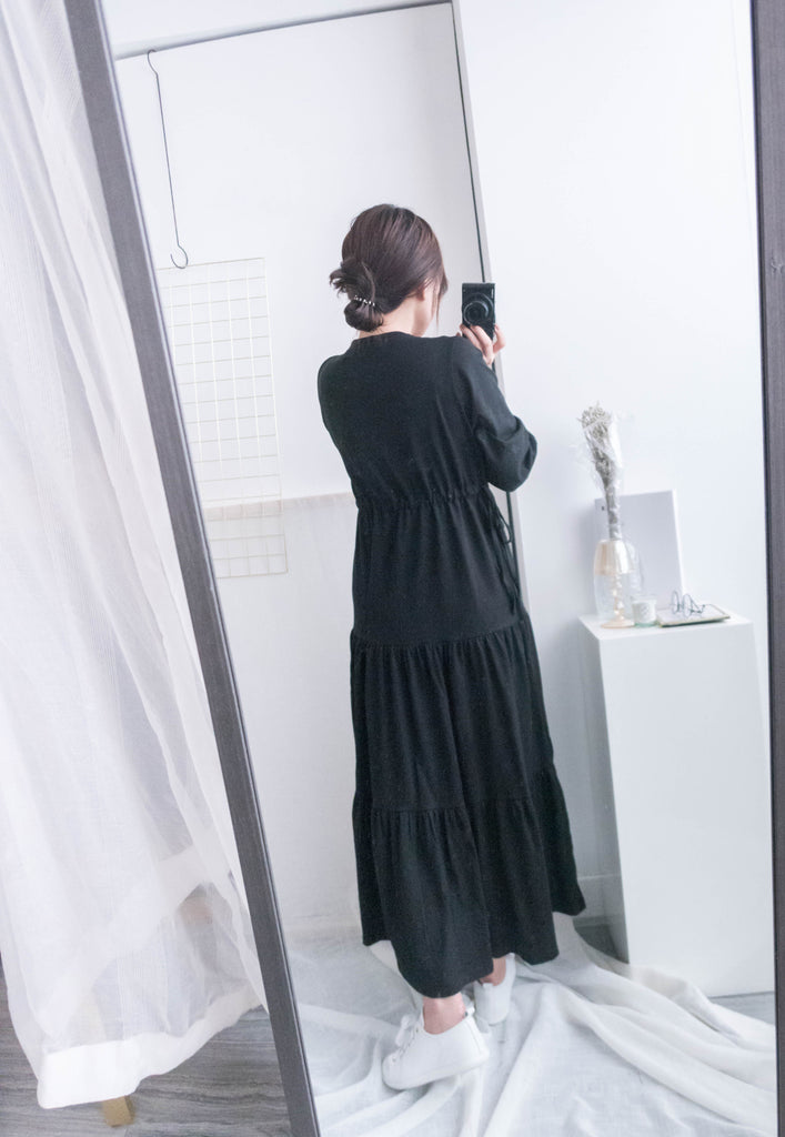 Daily Luv 隨性舒適彈性棉質層次連身裙, Dress/ DS8921
