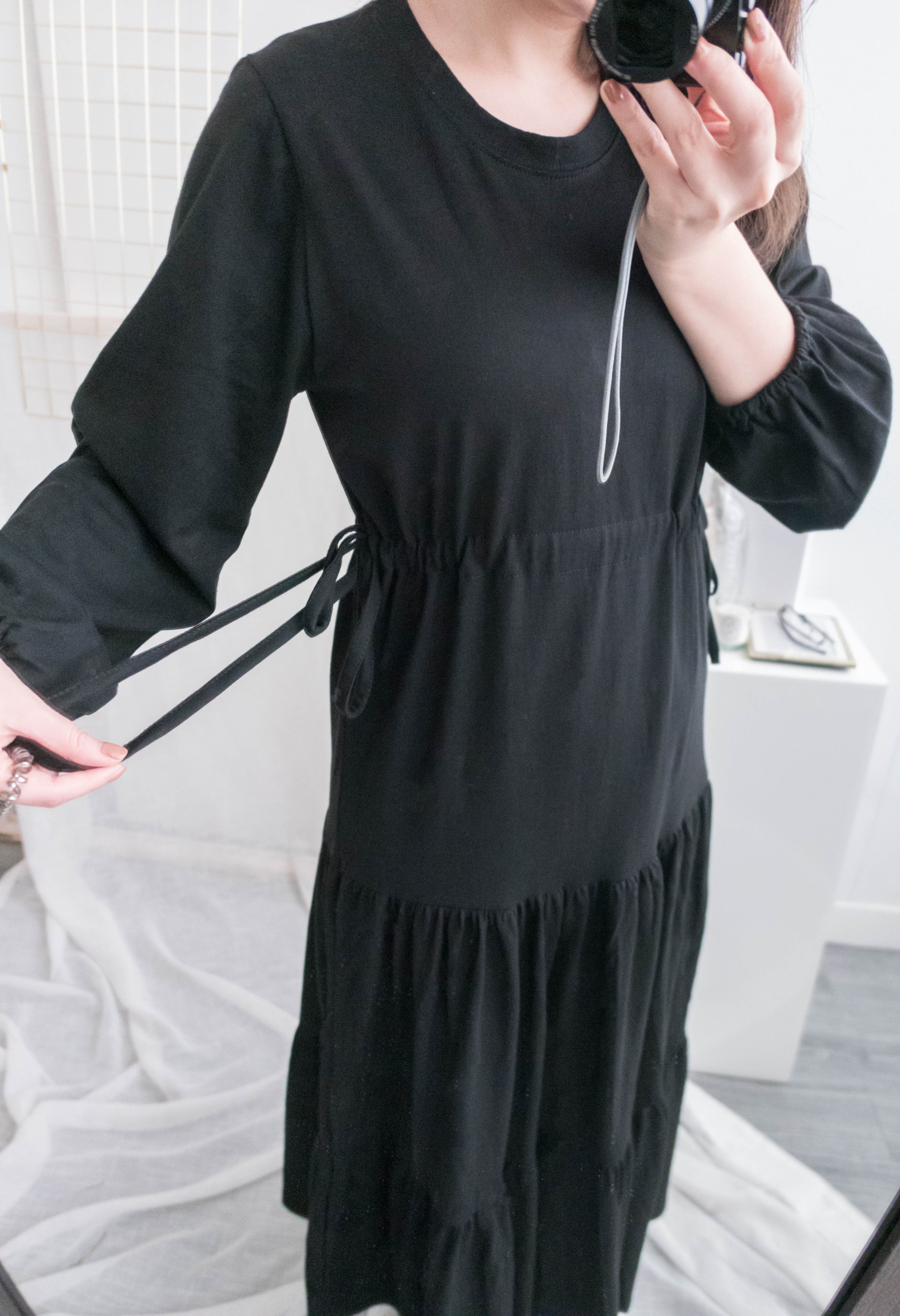 Daily Luv 隨性舒適彈性棉質層次連身裙, Dress/ DS8921