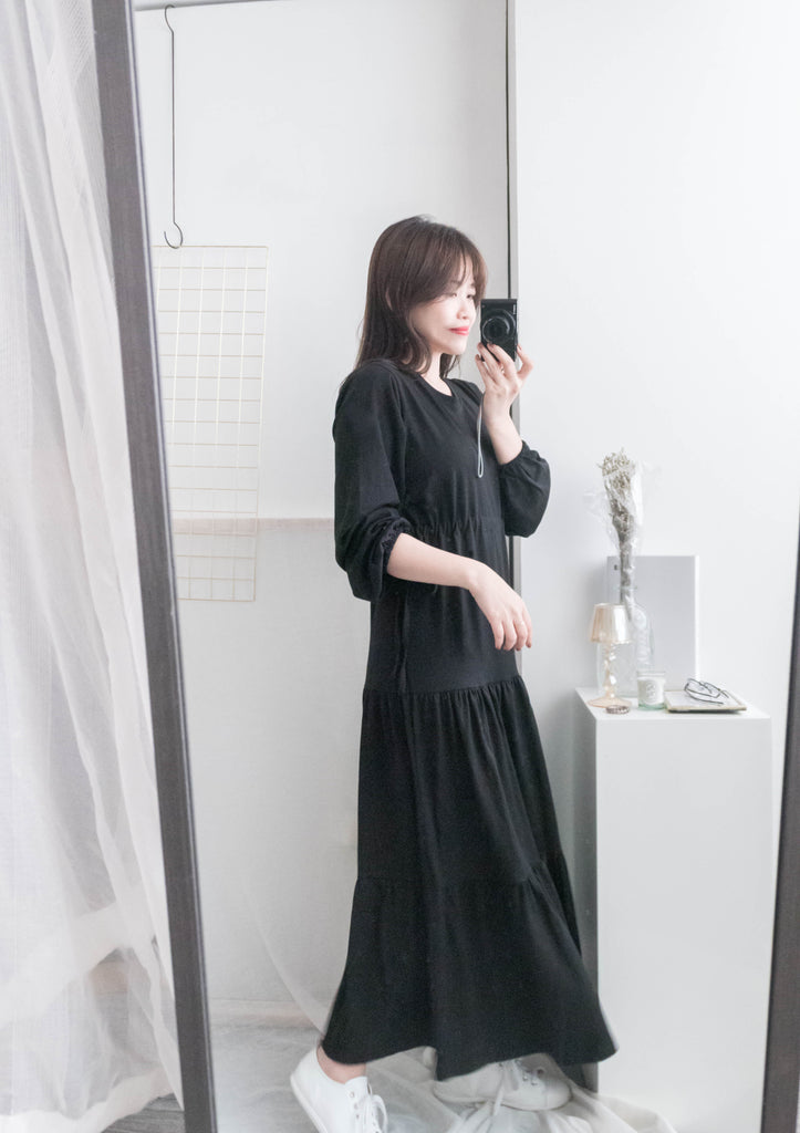 Daily Luv 隨性舒適彈性棉質層次連身裙, Dress/ DS8921