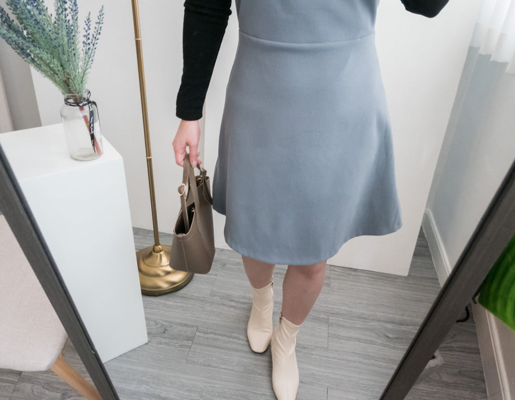 Greyish Blue V領修身灰藍吊帶裙, Dress/ DS8948