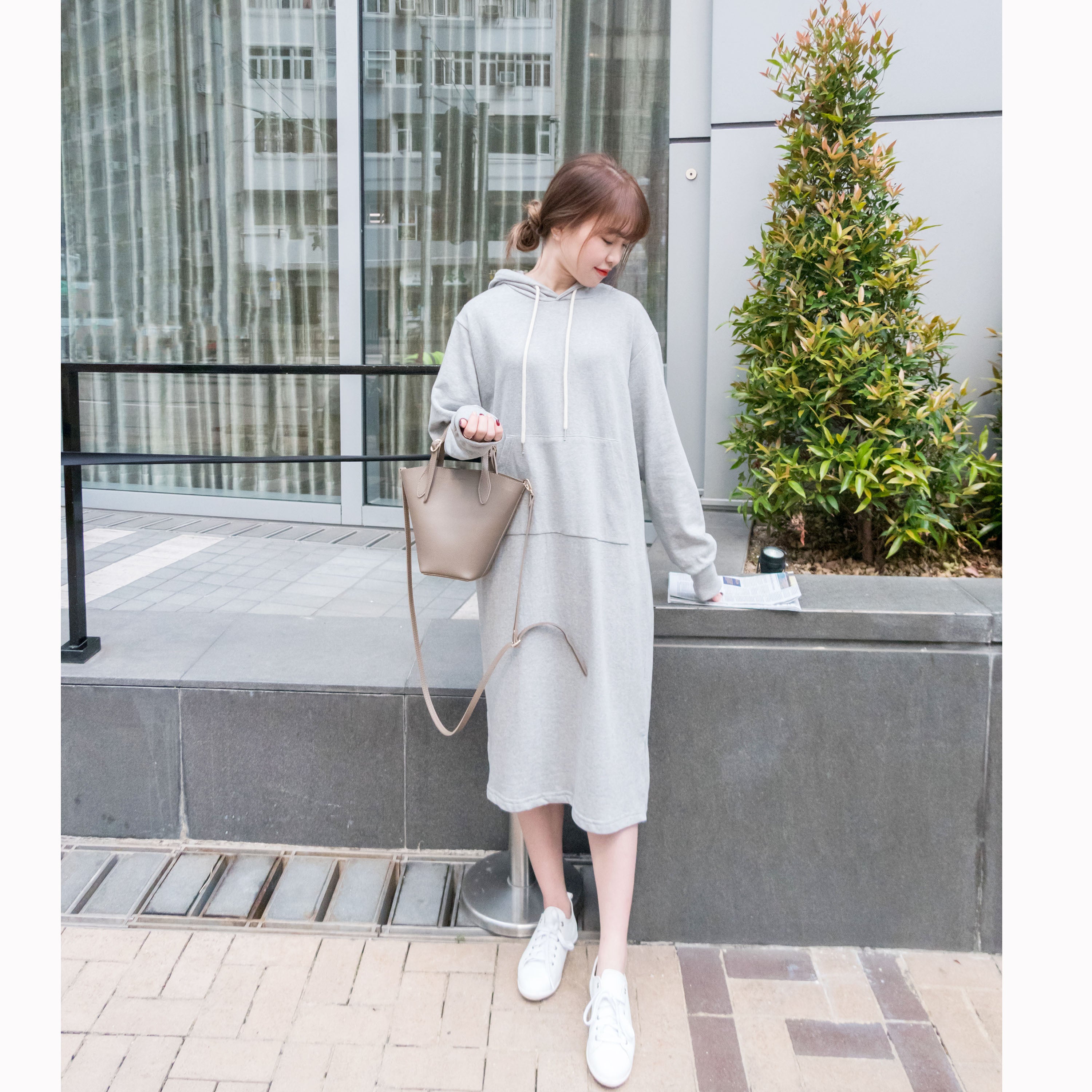 Quality 輕便美混灰防皺舒適衛衣, Hoodie Dress/ DS8977