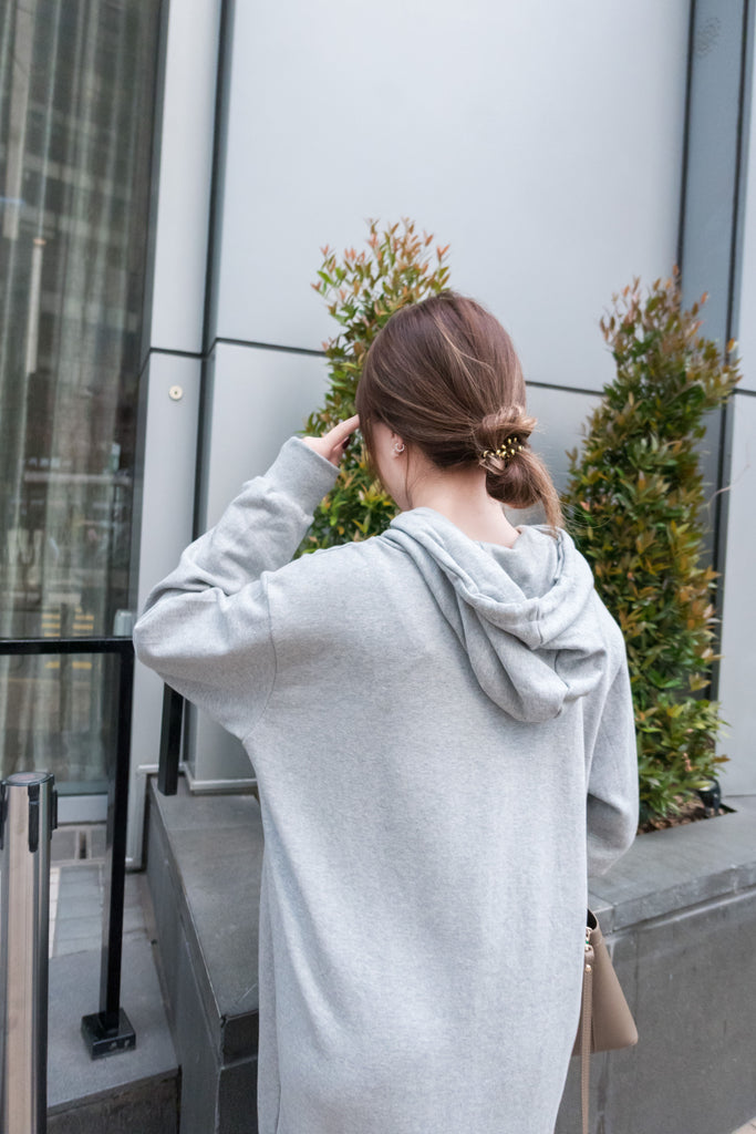 Quality 輕便美混灰防皺舒適衛衣, Hoodie Dress/ DS8977