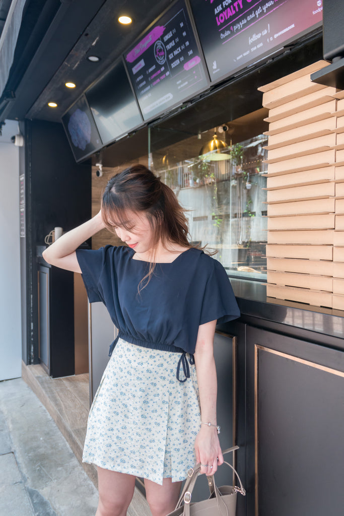Sea Flower 水彩小碎花車褶顯瘦散形裙褲, Skirt Pants/ SK8596 (white sold out)