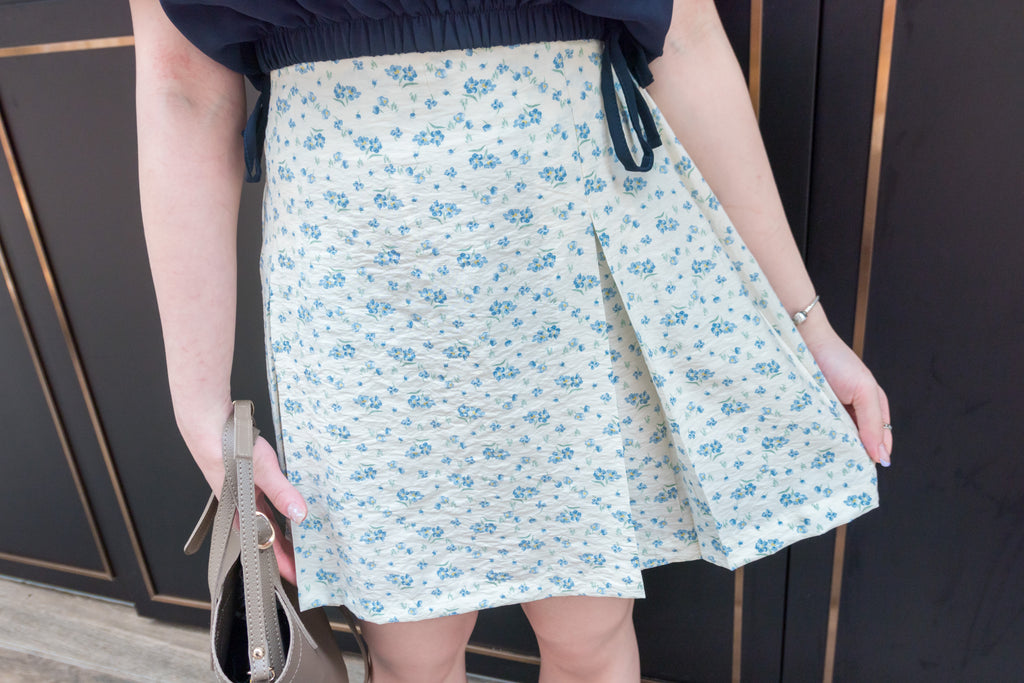 Sea Flower 水彩小碎花車褶顯瘦散形裙褲, Skirt Pants/ SK8596 (white sold out)