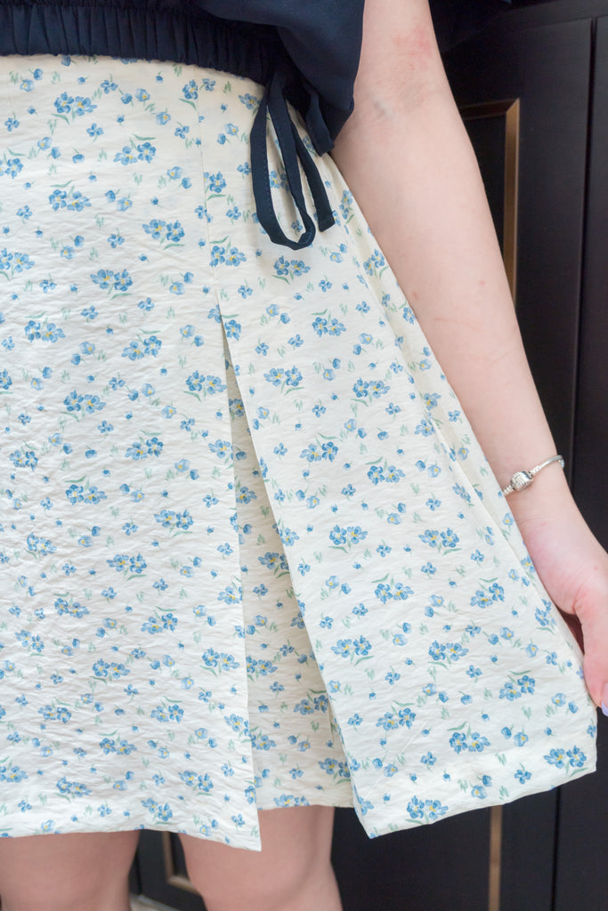 Sea Flower 水彩小碎花車褶顯瘦散形裙褲, Skirt Pants/ SK8596 (white sold out)