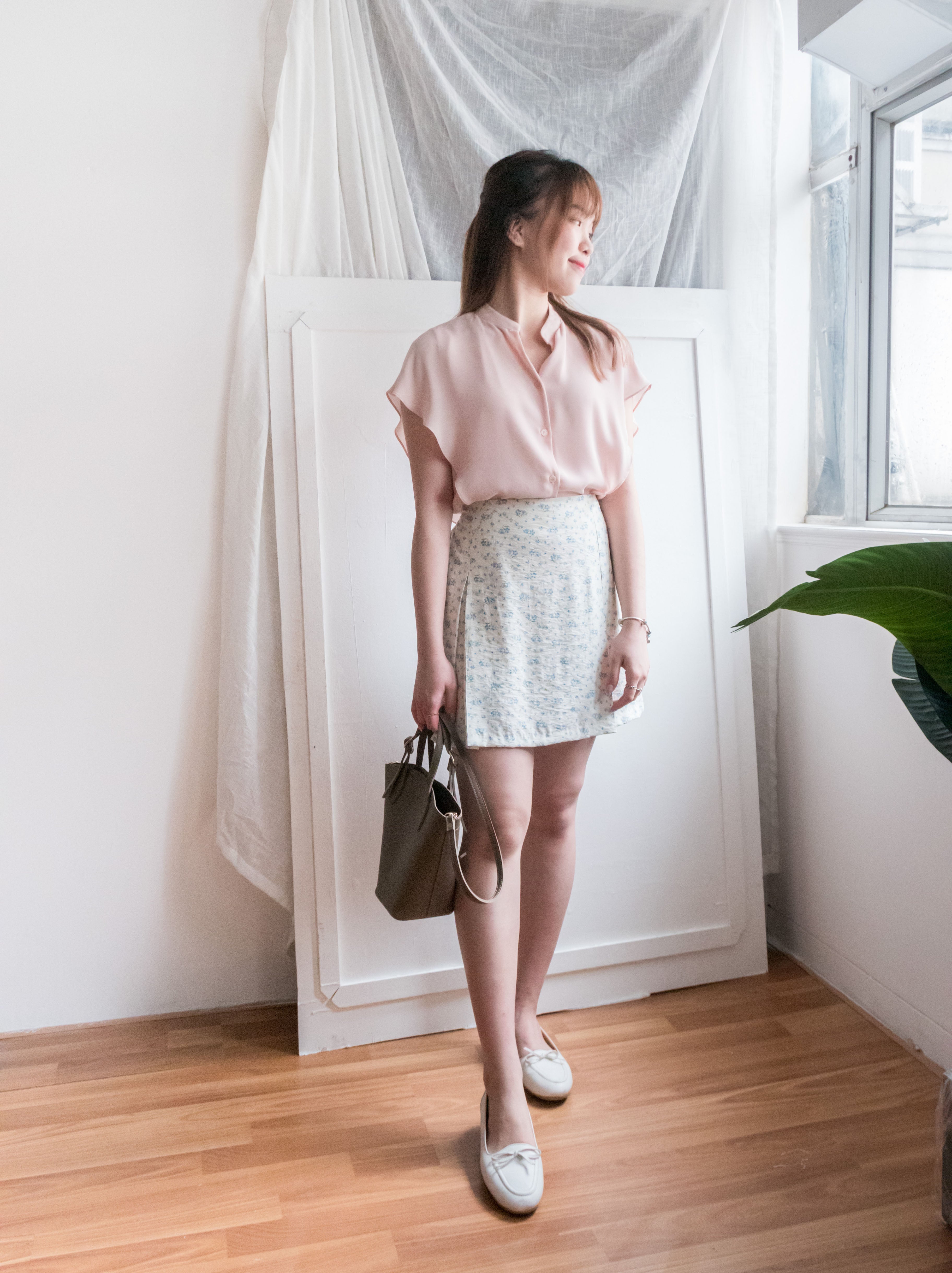 Sea Flower 水彩小碎花車褶顯瘦散形裙褲, Skirt Pants/ SK8596 (white sold out)