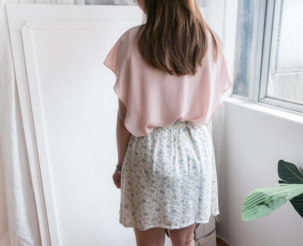 Sea Flower 水彩小碎花車褶顯瘦散形裙褲, Skirt Pants/ SK8596 (white sold out)