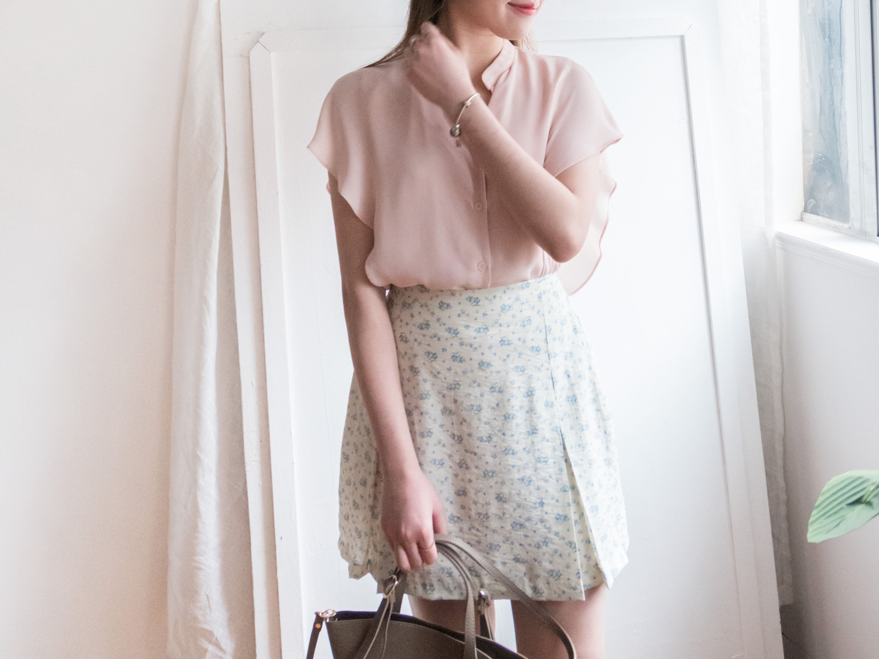 Sea Flower 水彩小碎花車褶顯瘦散形裙褲, Skirt Pants/ SK8596 (white sold out)