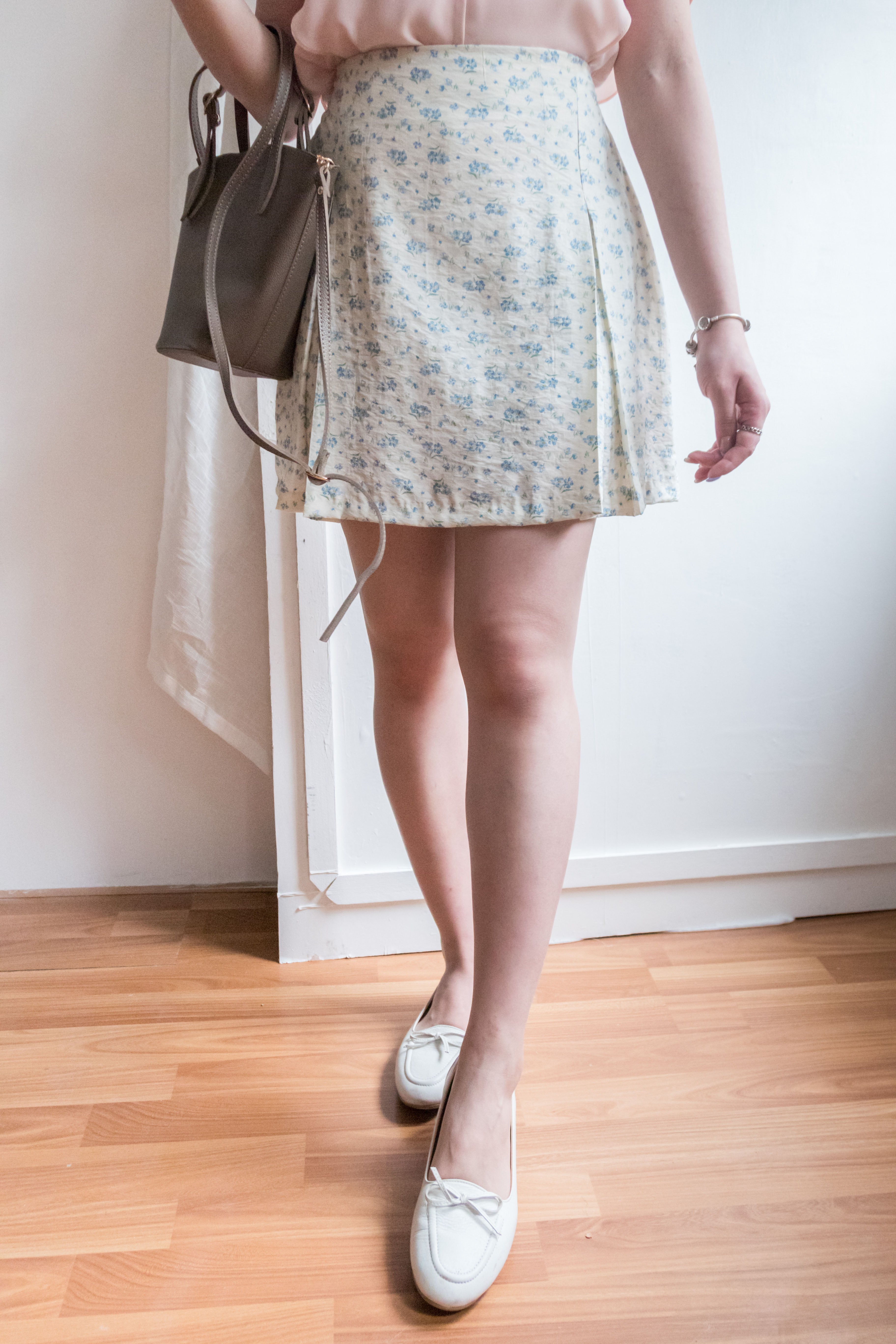 Sea Flower 水彩小碎花車褶顯瘦散形裙褲, Skirt Pants/ SK8596 (white sold out)