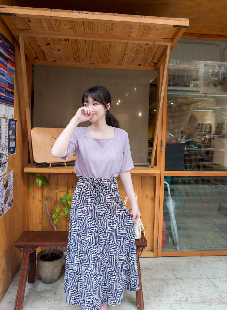 Geometric 黑白幾何花紋垂感彈性, Skirt/ SK8613