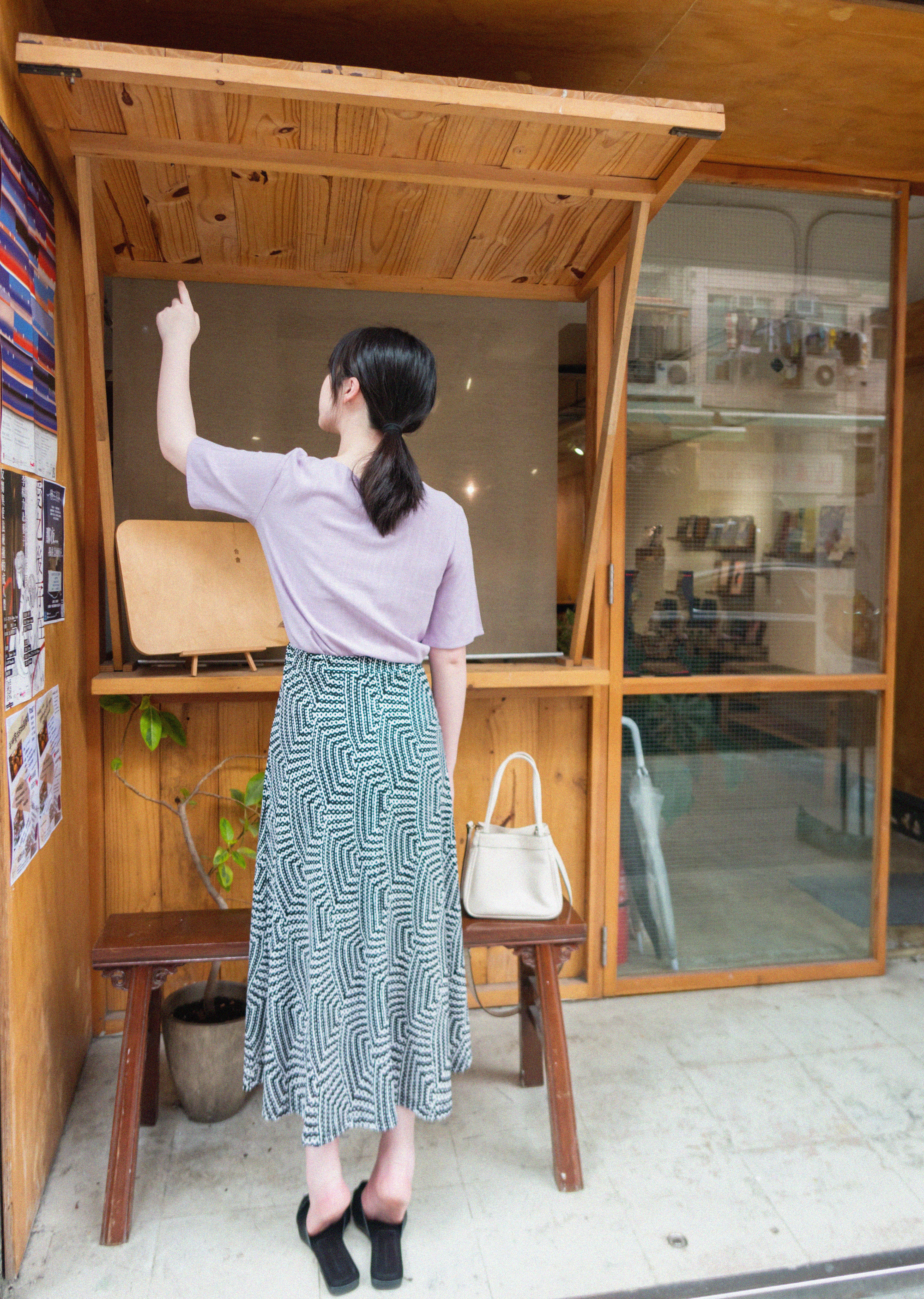 Geometric 黑白幾何花紋垂感彈性, Skirt/ SK8613