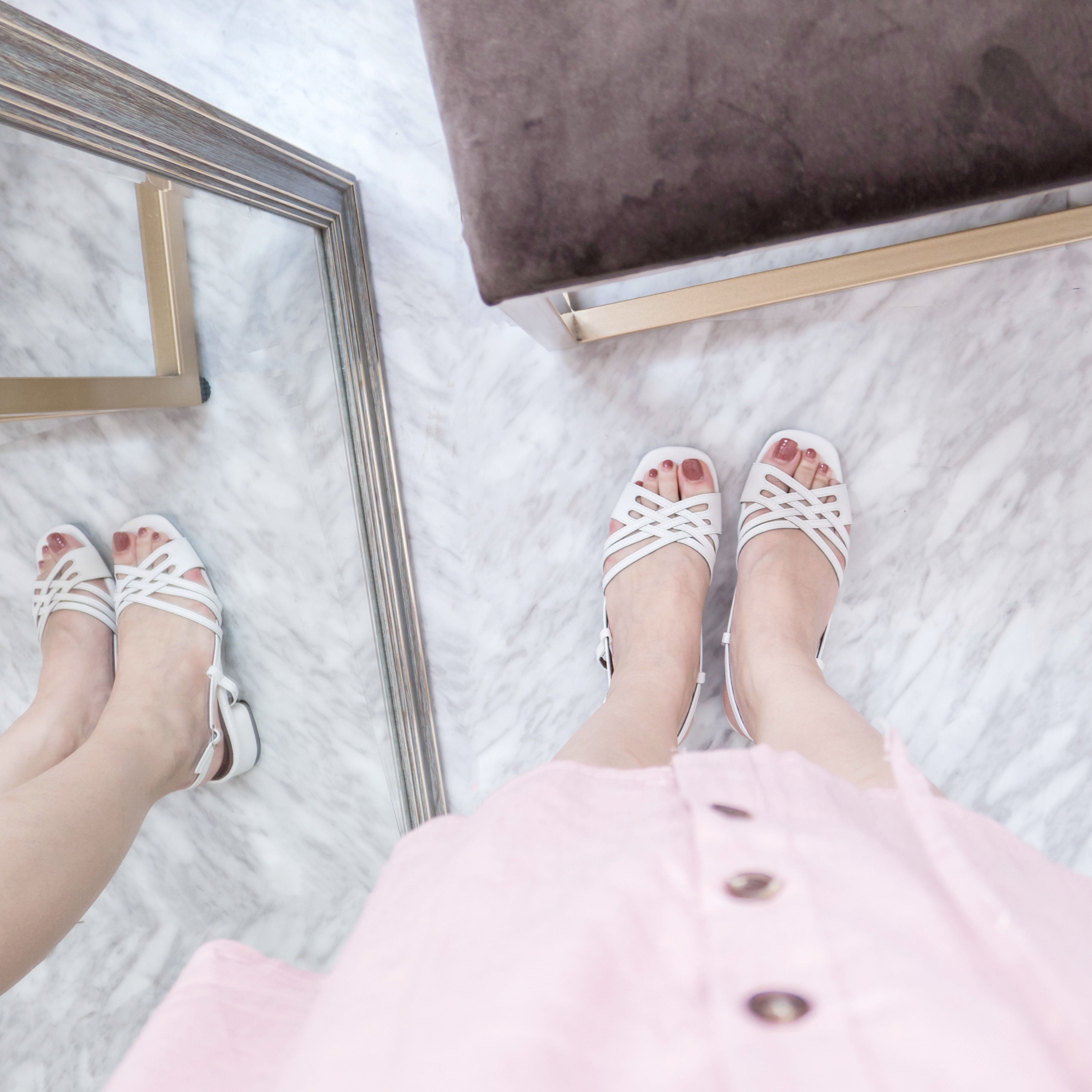 Lady Summer 白色氣質織帶涼鞋, Shoes/ SH8064
