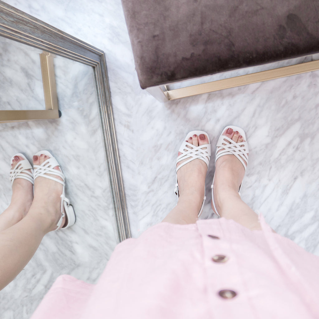 Lady Summer 白色氣質織帶涼鞋, Shoes/ SH8064