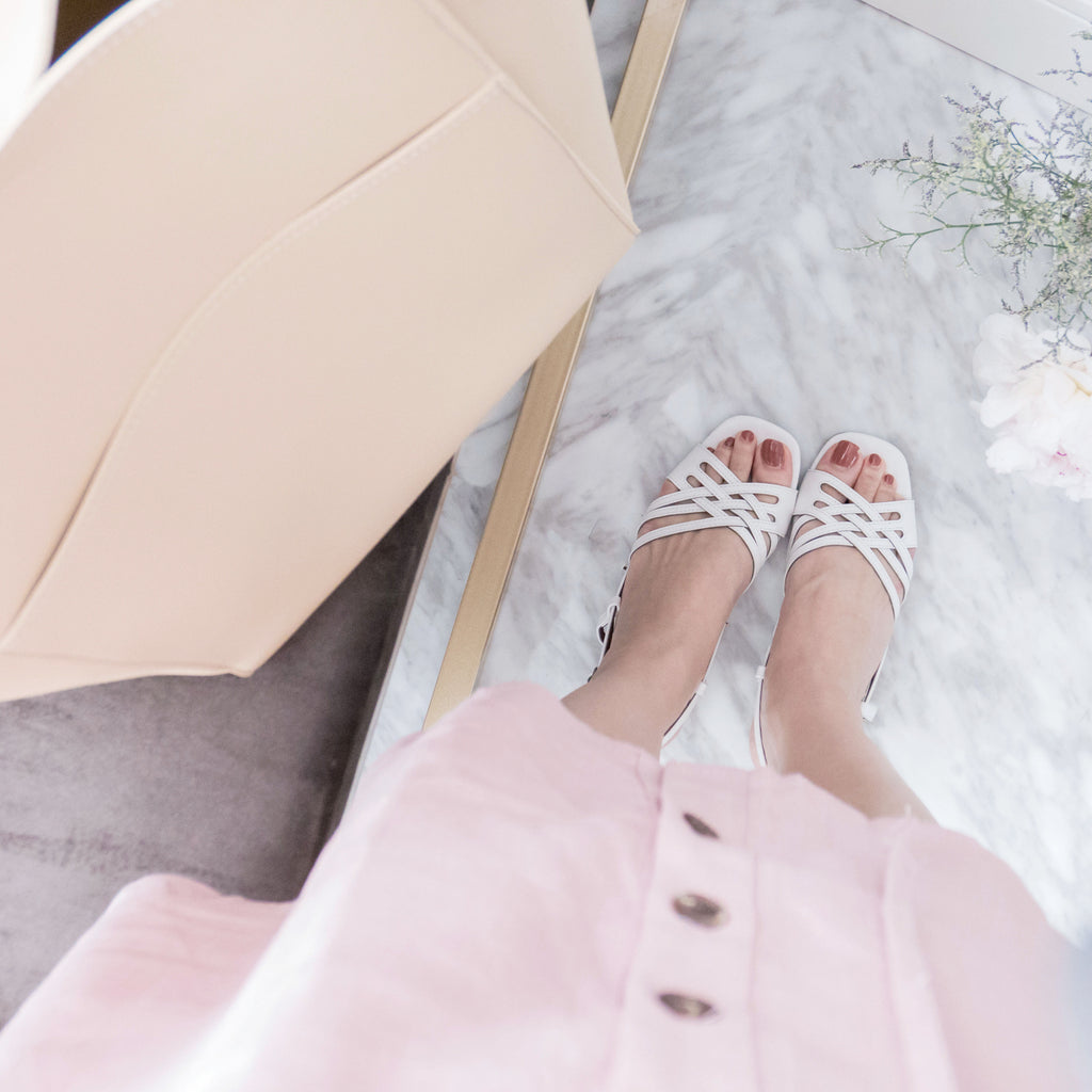 Lady Summer 白色氣質織帶涼鞋, Shoes/ SH8064
