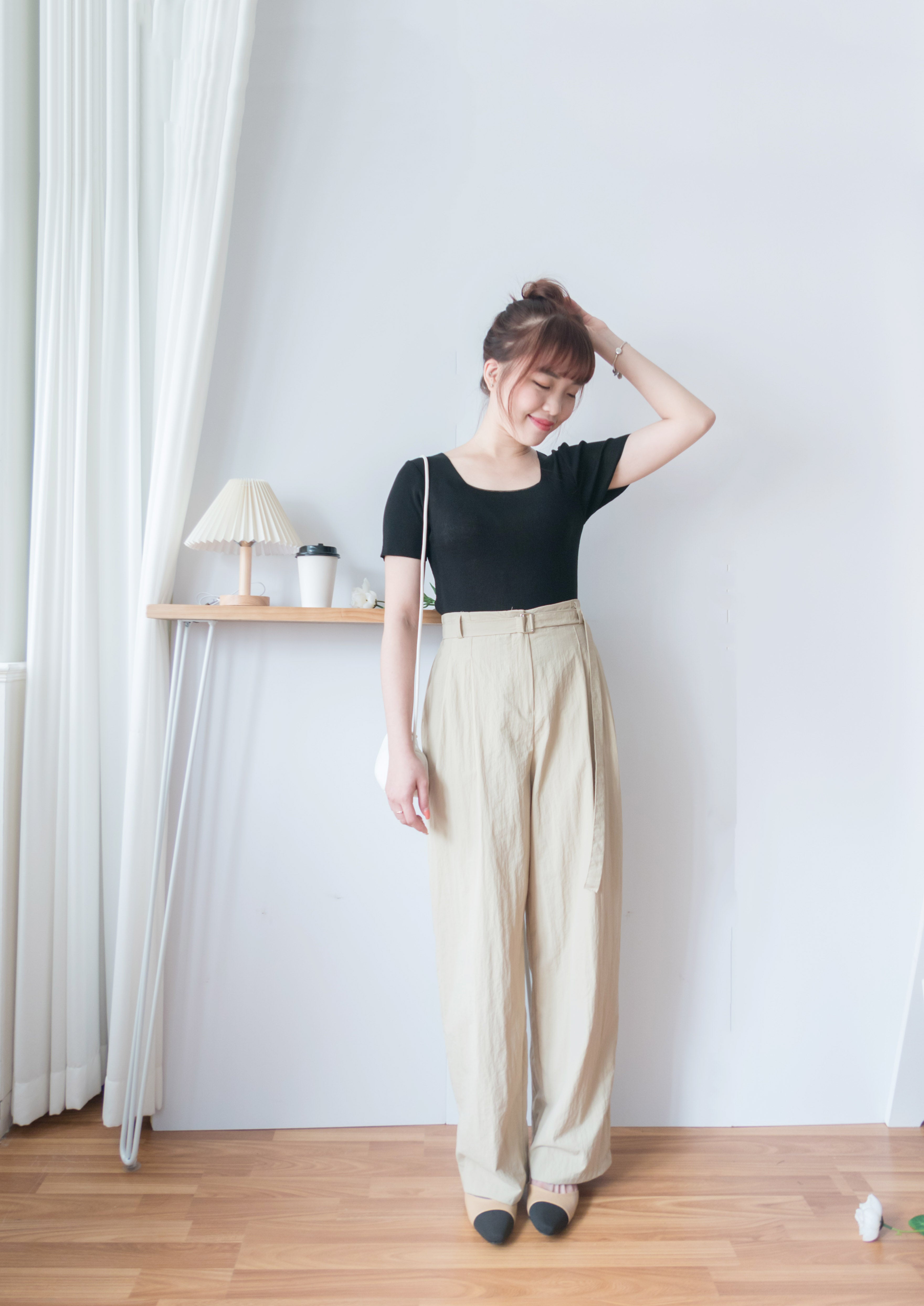 Square Belt 方形腰帶超闊褲管蘿蔔褲, Carrot Pants/ PT8344
