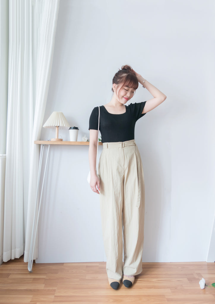 Square Belt 方形腰帶超闊褲管蘿蔔褲, Carrot Pants/ PT8344