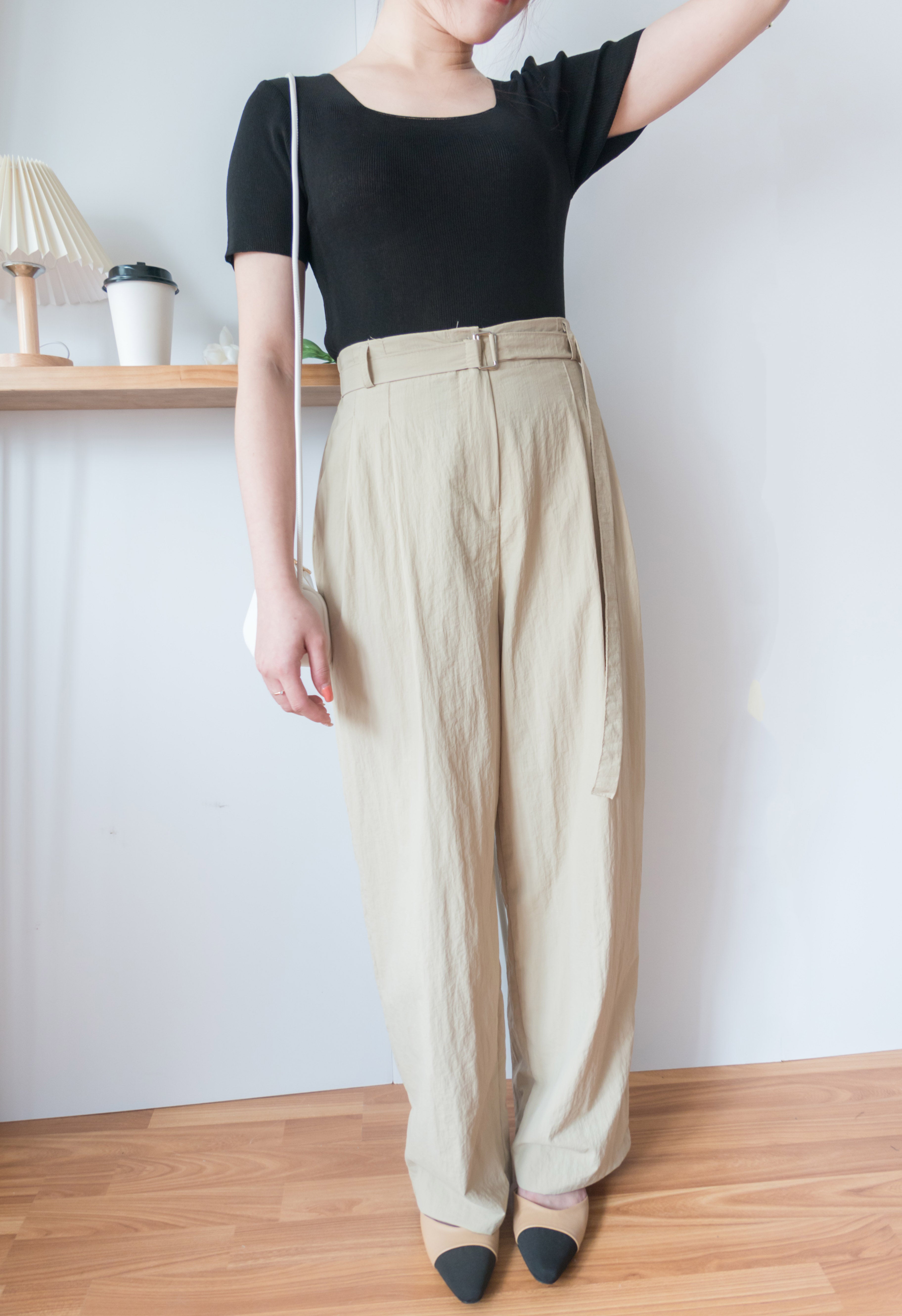 Square Belt 方形腰帶超闊褲管蘿蔔褲, Carrot Pants/ PT8344